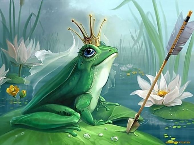 Scéna ruského ľudového príbehu - princezná žaba
