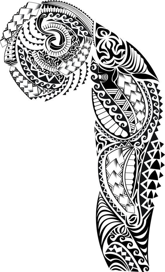 Прекрасный эскиз для тату на плечо в виде полинезийских мотивов