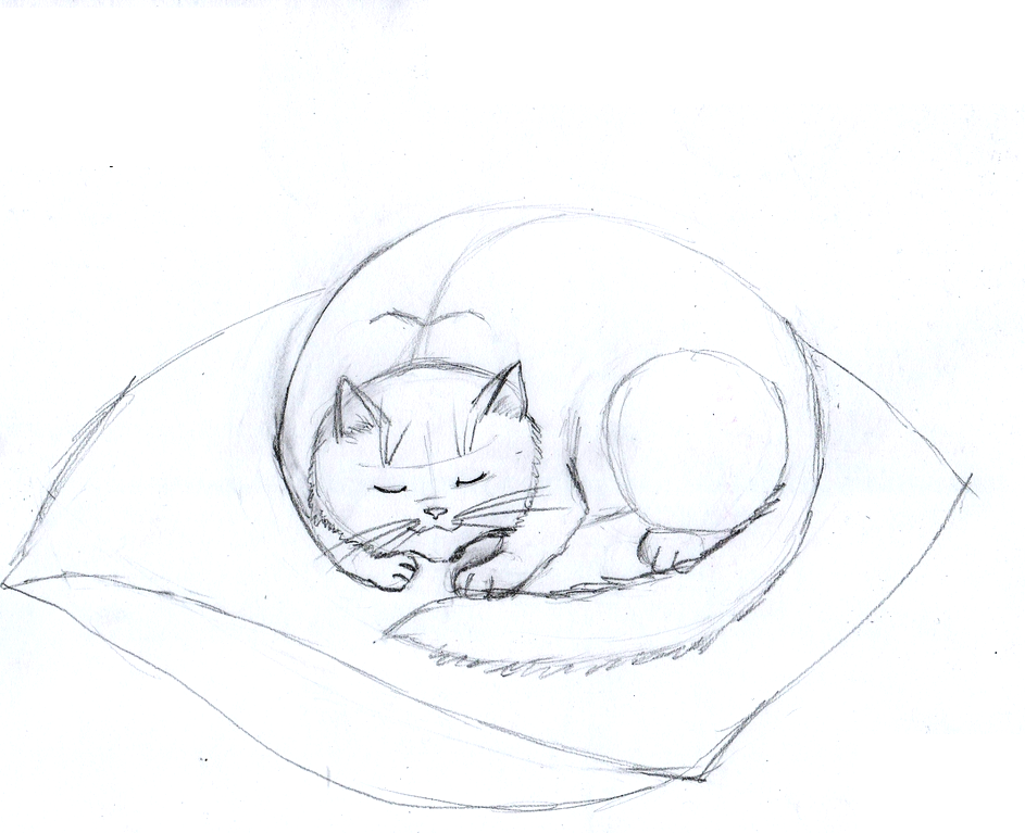 Как нарисовать красиво лежащую кошку: работа над деталями.