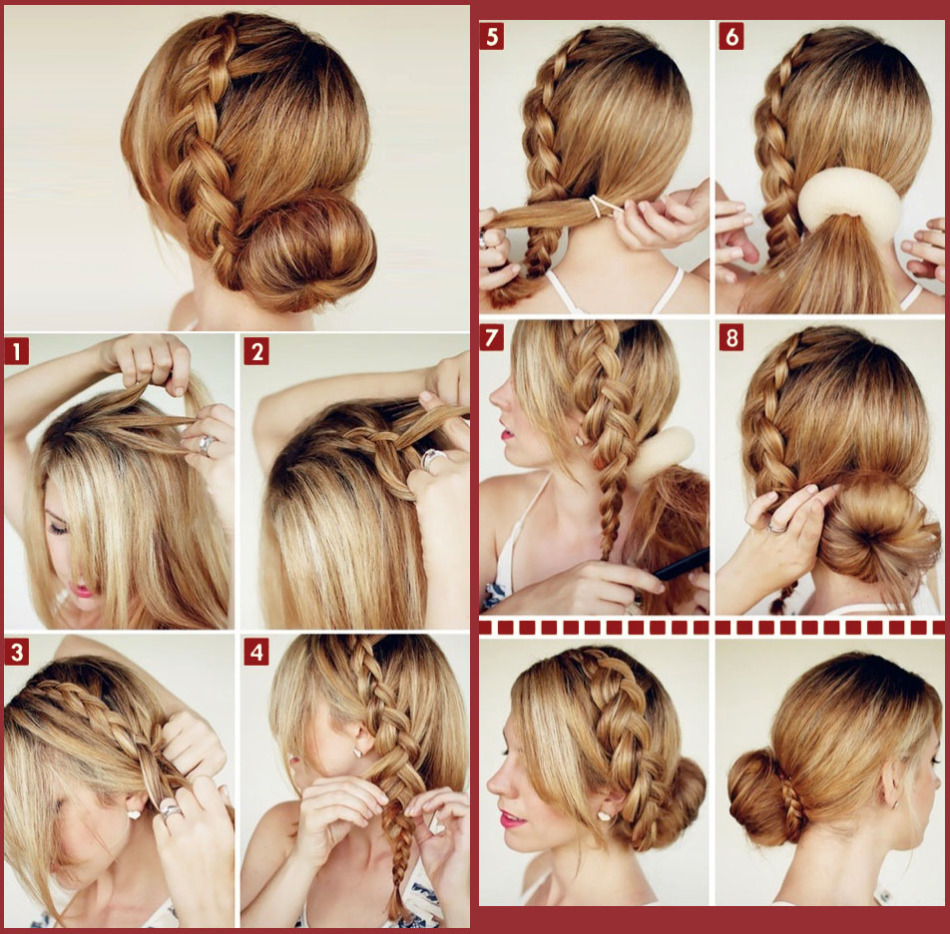 A bunch suitable for any hair into which the French braid is woven