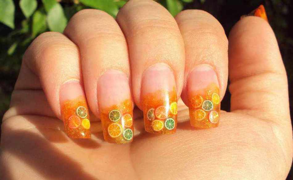 Beautiful 3D manicure in bright colors