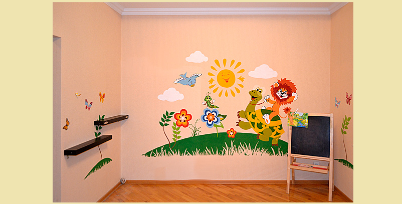 Beautiful decoration of the wall in kindergarten with your own hands