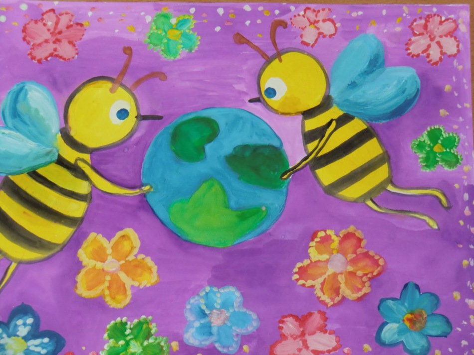 Children's drawing of bees