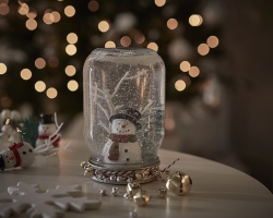 How to make a New Year's glass transparent ball with snow and photography, figures inside with your own hands: instructions, design ideas, photo. How to make a snowball from a can of glycerin and without glycerol yourself? How to buy a billet for a snowball for Aliexpress?