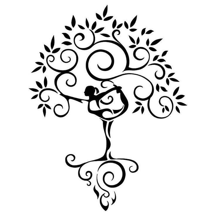 Эскиз для тату в виде дерева и девушки
