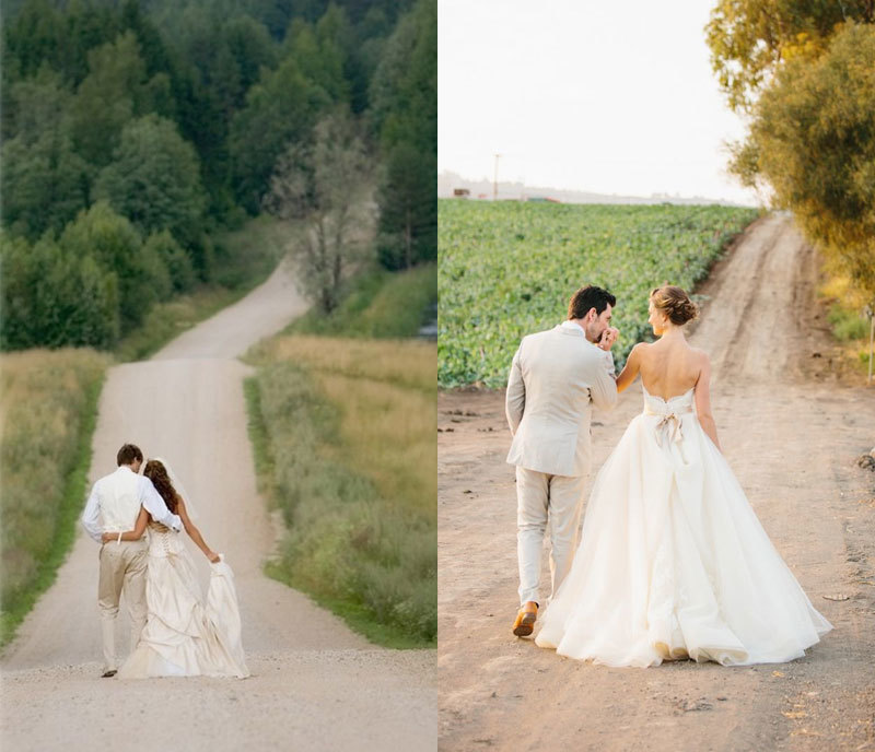 Идея для свадебной фотосесиии "прогулка по извилистой дороге"