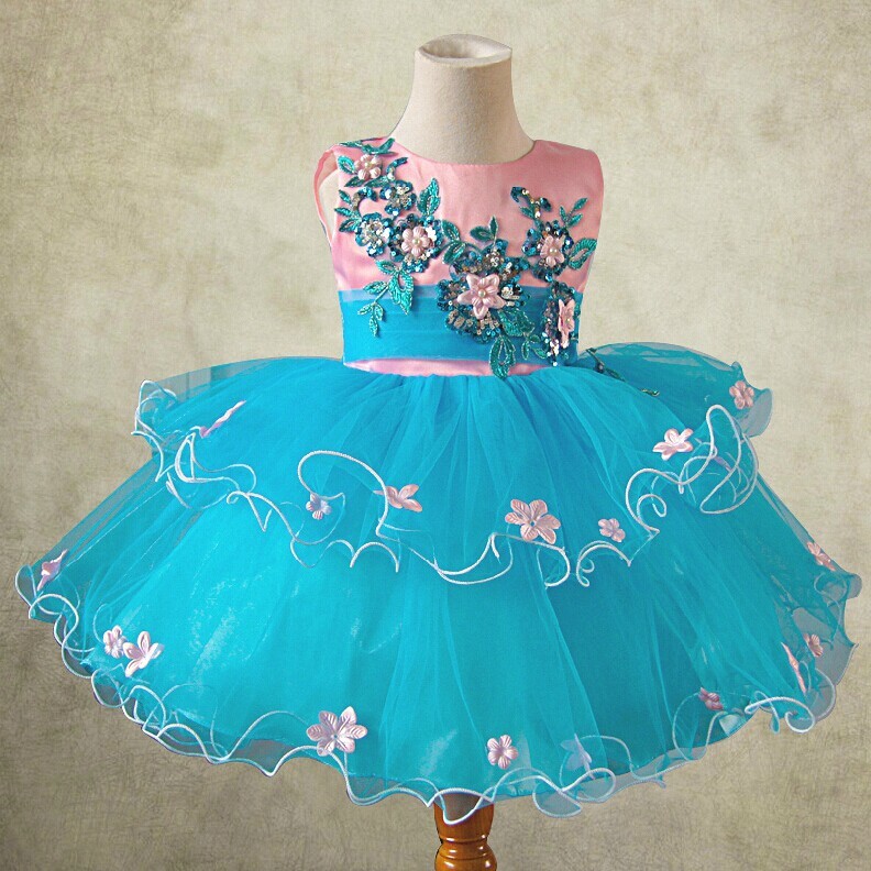 Blue children's dress with skirt