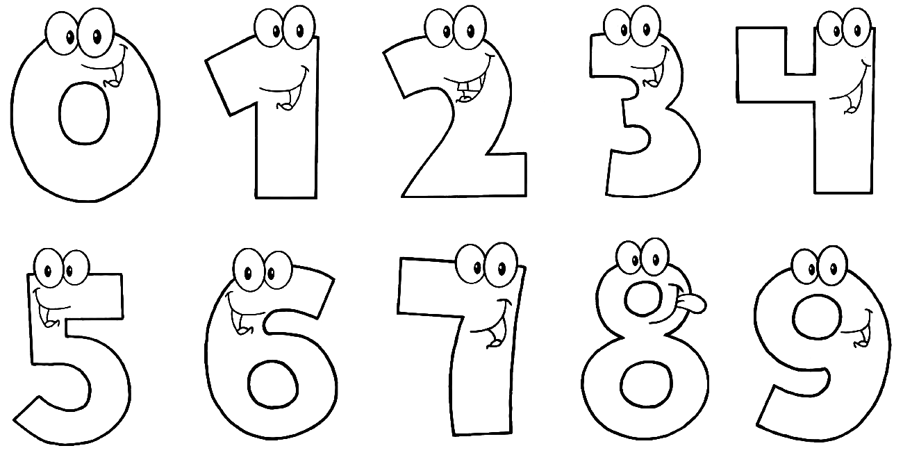 Stencil of letters, numbers for children - template