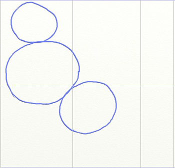Kami menggambar tiga lingkaran