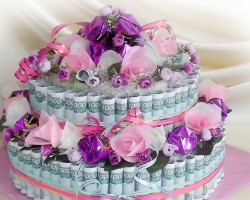 Cake from money with your own hands for a wedding, anniversary, birthday with congratulations: ideas, scheme, description. How to make a cake from cash bills with your own hands: step -by -step instructions