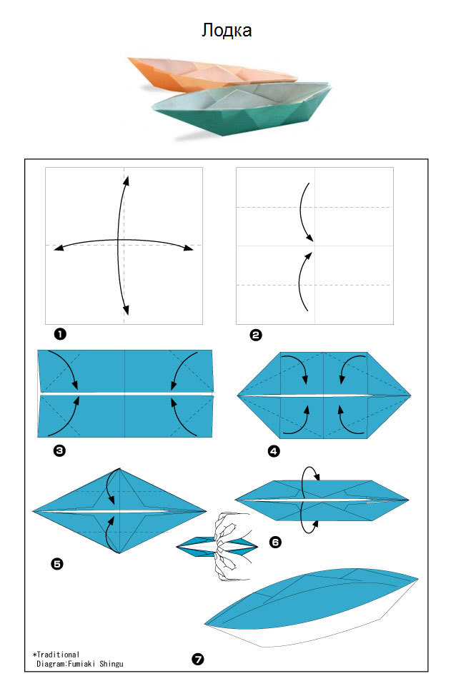 Схема лодки из бумаги