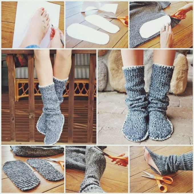 How to sew socks from a sweater