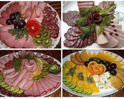 Όμορφη περικοπή στο εορταστικό τραπέζι: φρούτα, λαχανικά, τυρί, κρέας, ψάρι, λουκάνικο. Πώς να τοποθετήσετε όμορφα, να κανονίσετε και να διακοσμήσετε μια περικοπή;