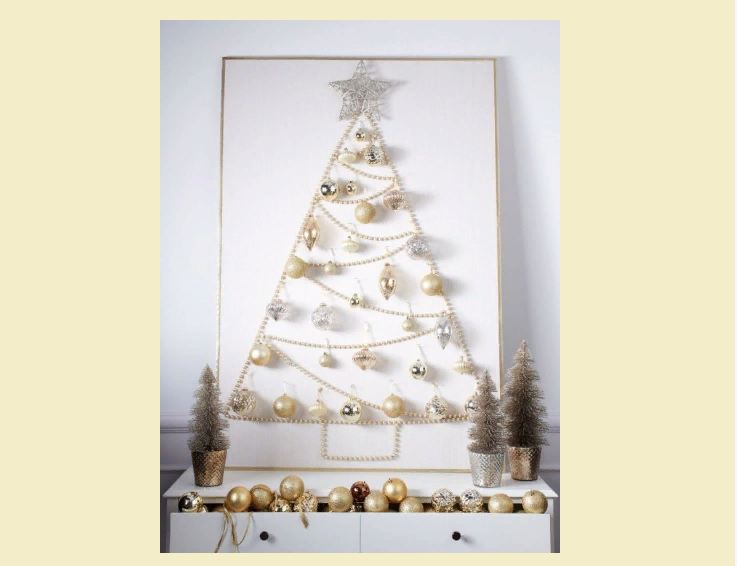 Рождественская елка из бусин на стену своими руками