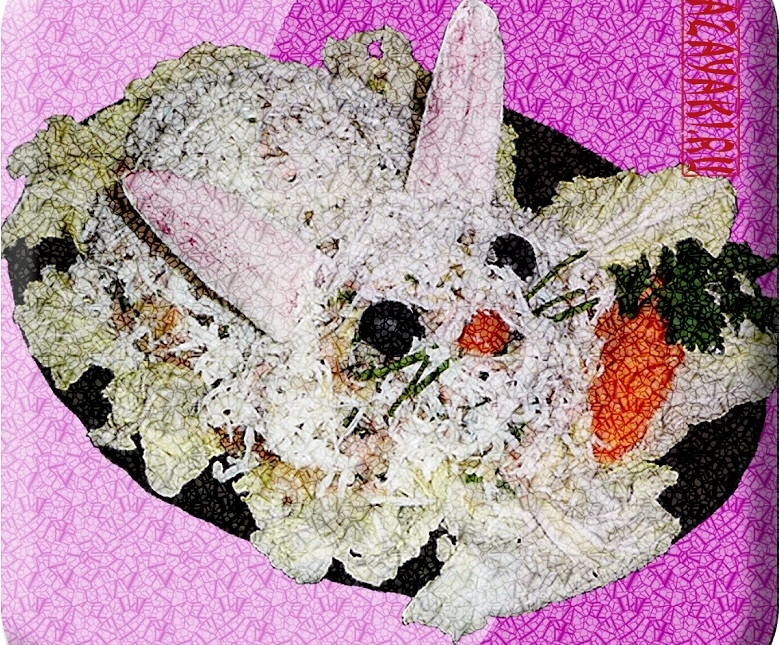 Decoration of salad for the New Year's table 2023 per year of rabbit