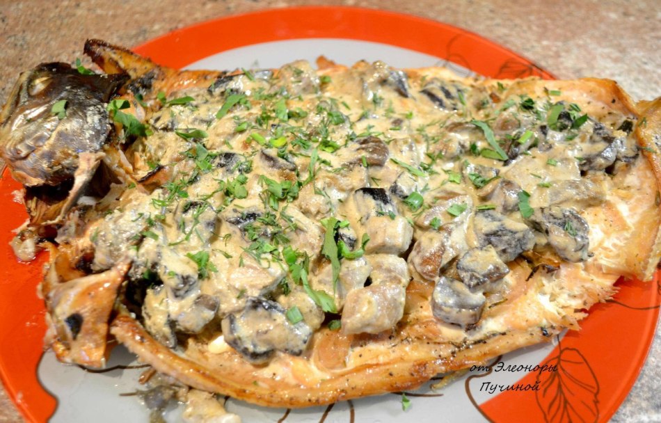 Fish with mushrooms