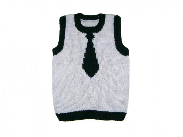 Vest for a boy with a tie knitting
