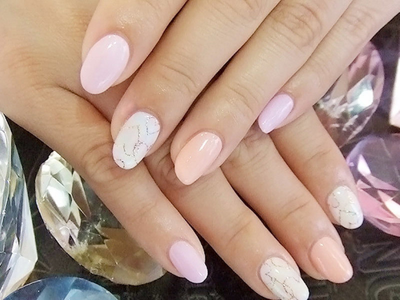 Fashionable manicure for the bride for short nails
