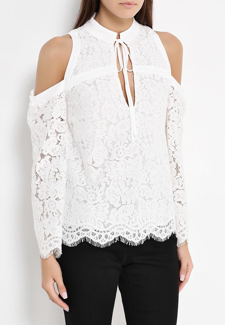 Lost Ink Cold Shoulder Lace Blus Lost Ink