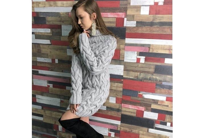 Fashionable female jumper knitting