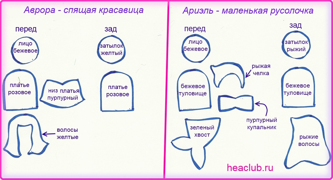 Пальчиковый театр из фетра выкройки принцесс