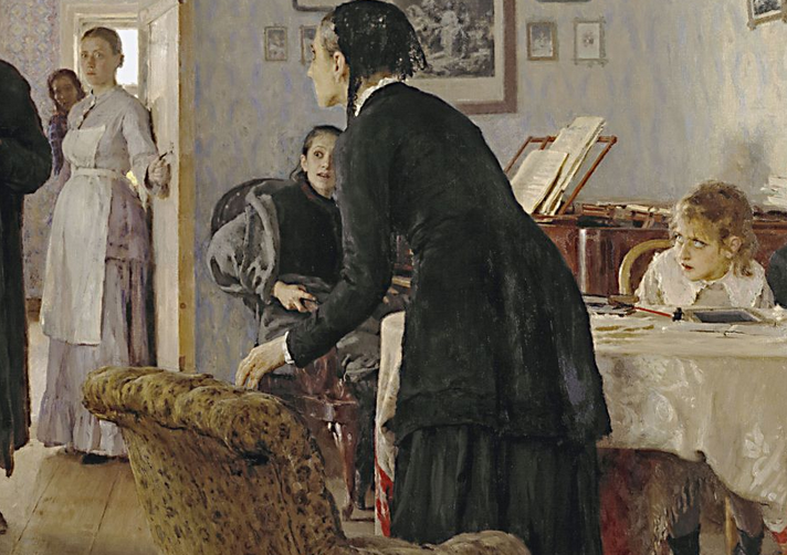 A hős felesége Repin „Nem várt” képében