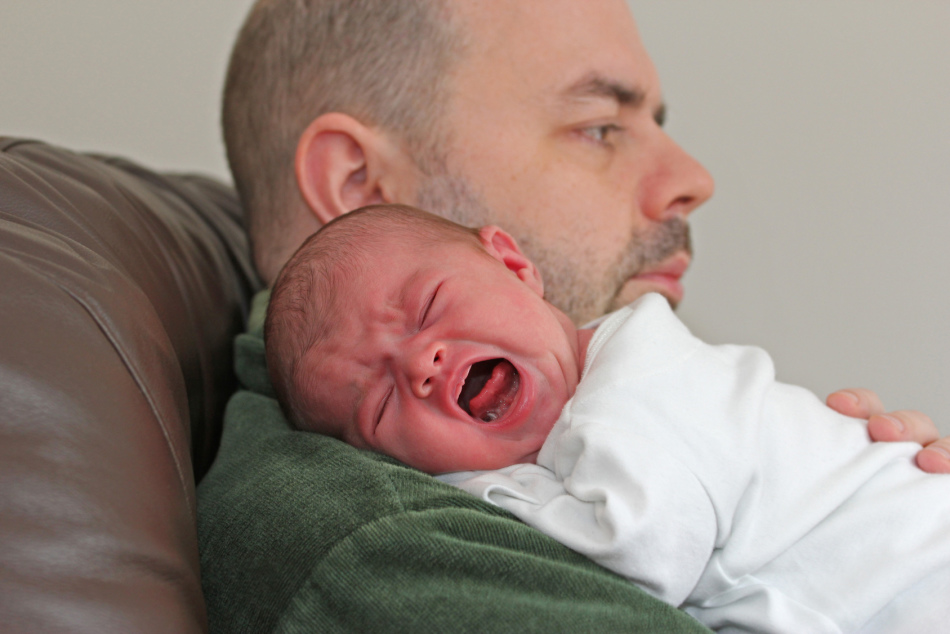 At first, the communication of dad with the baby often looks like this