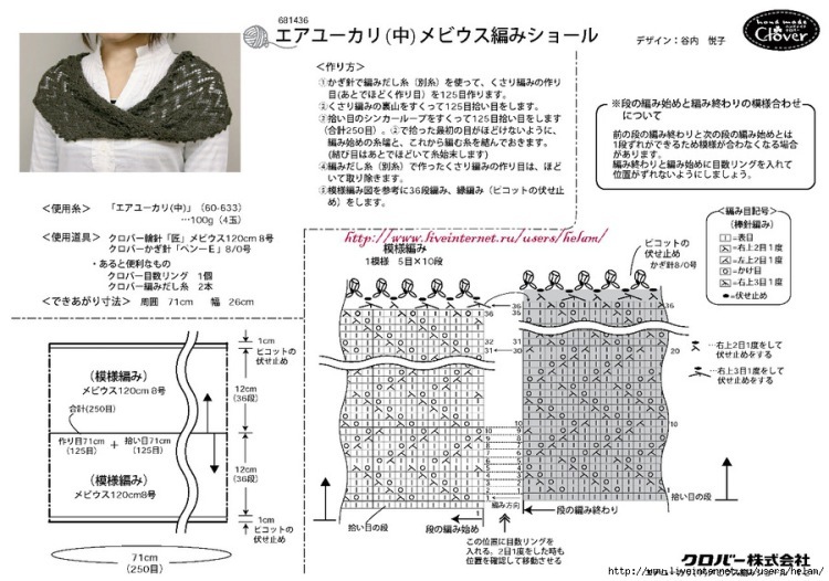 We knit the snood with a double -sided pattern: a scheme with a description