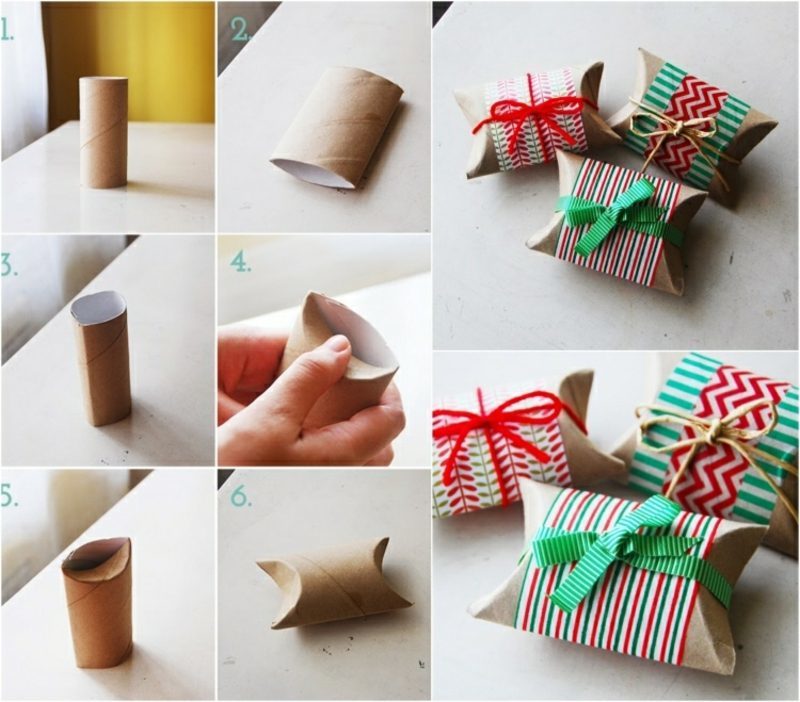 Схема создания упаковки для конфет из картонного рулона