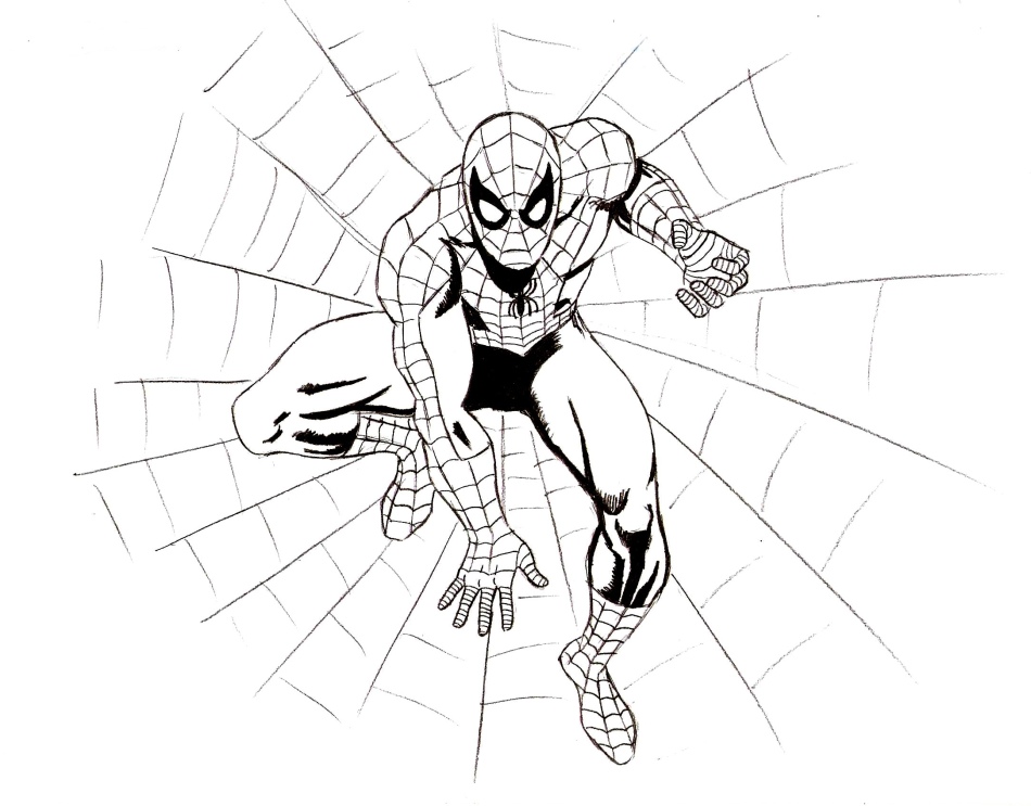 Risbe Spider-Man za skiciranje, možnost 13