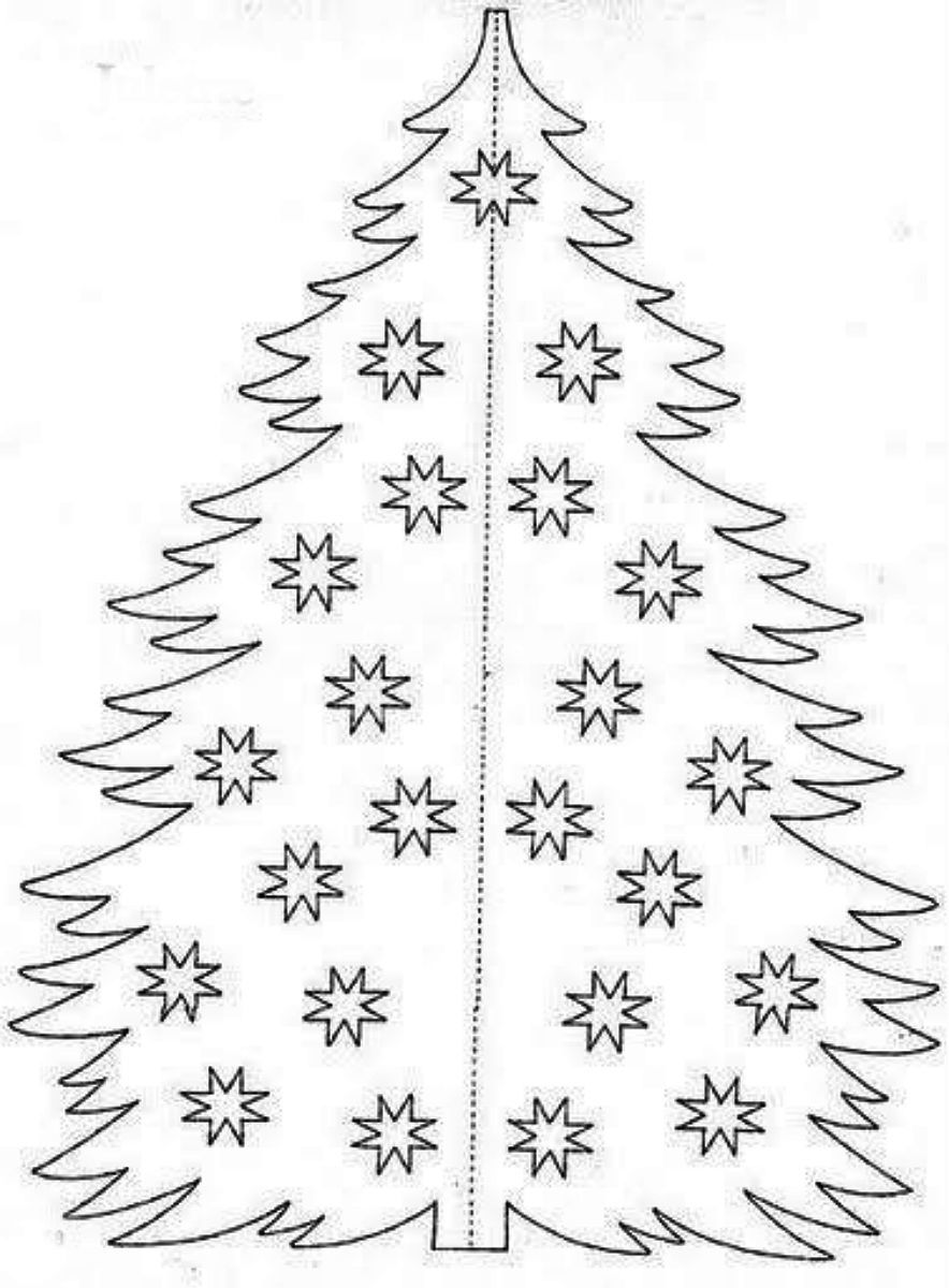 Schablonen von offenen Weihnachtsbäumen zum Schneiden, Beispiel 5