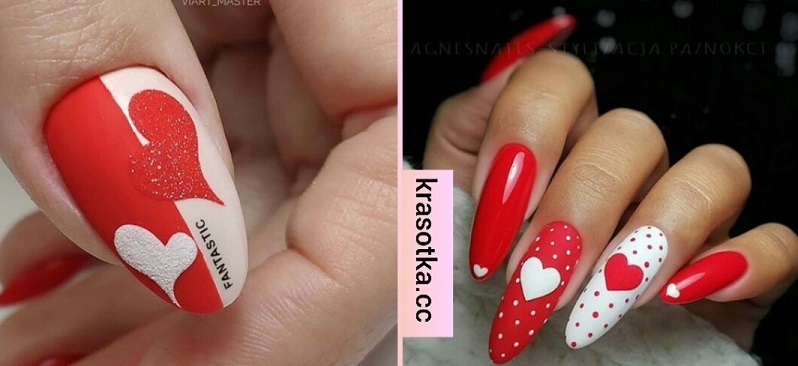 Stylish manicure with a pattern for lovers Day
