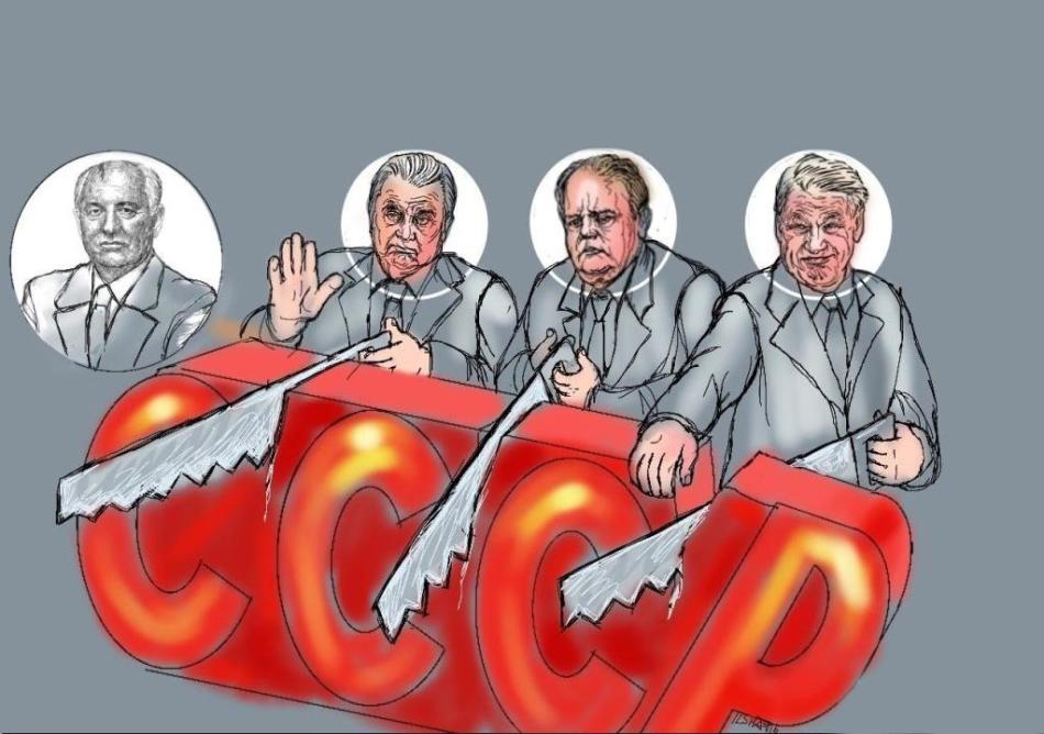 Caricature for the collapse of the USSR