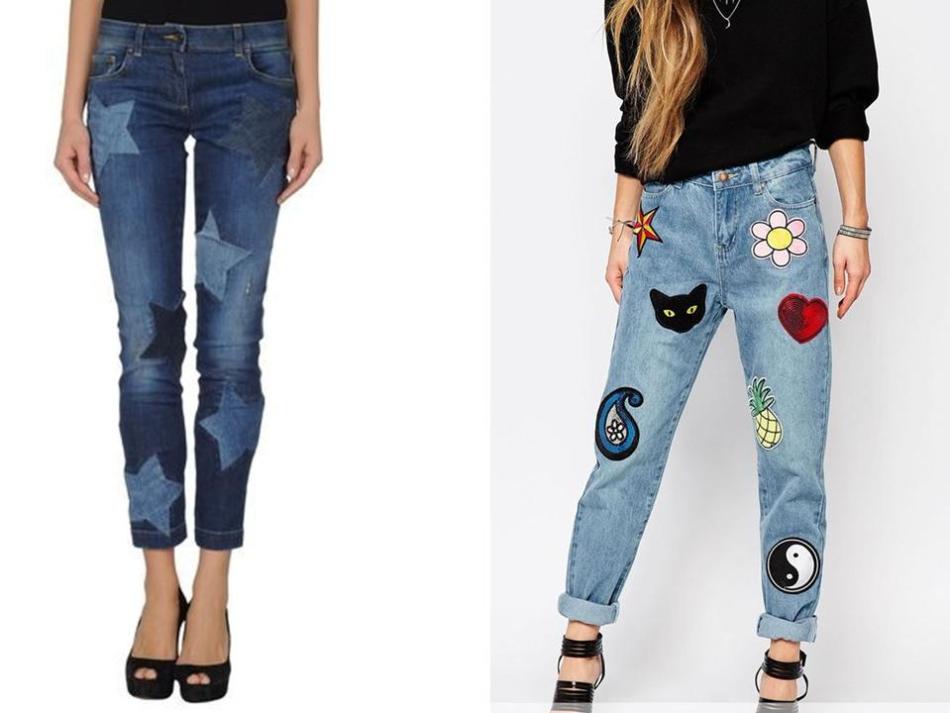 Декоративные заплатки на джинсы на колене