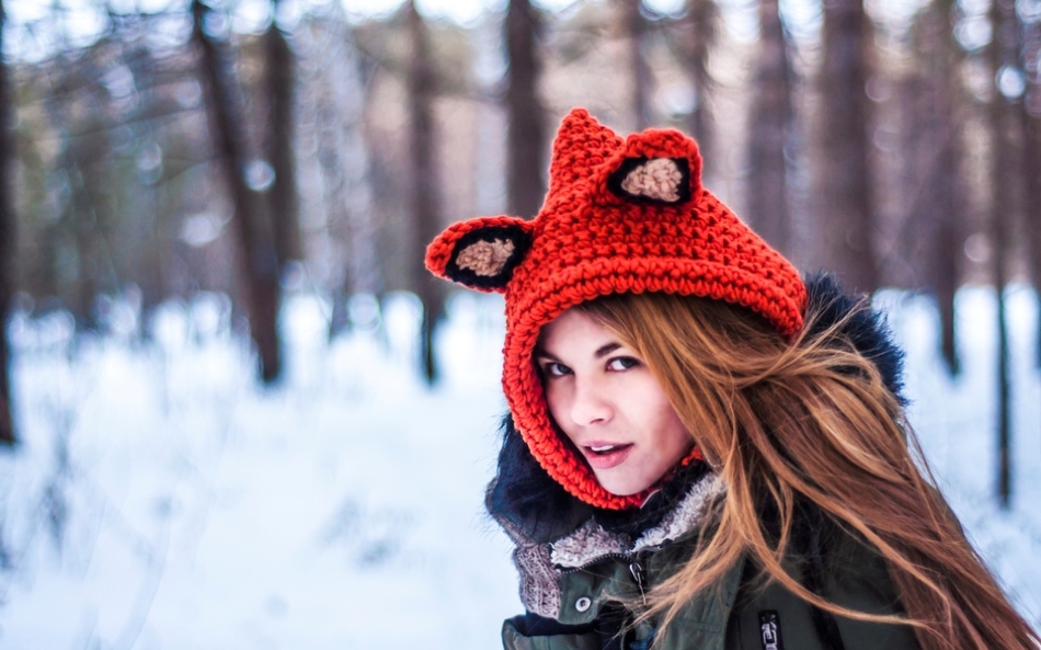Crochet snood with ears for girls - Fox