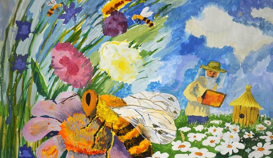 Children's drawing of bees