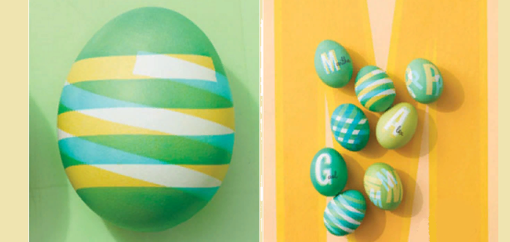 Окрашивание яиц на пасху красителями с использованием изоленты