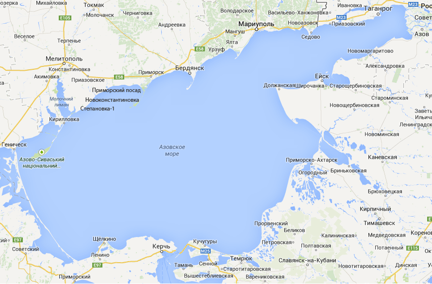 Карта побережья азовского моря