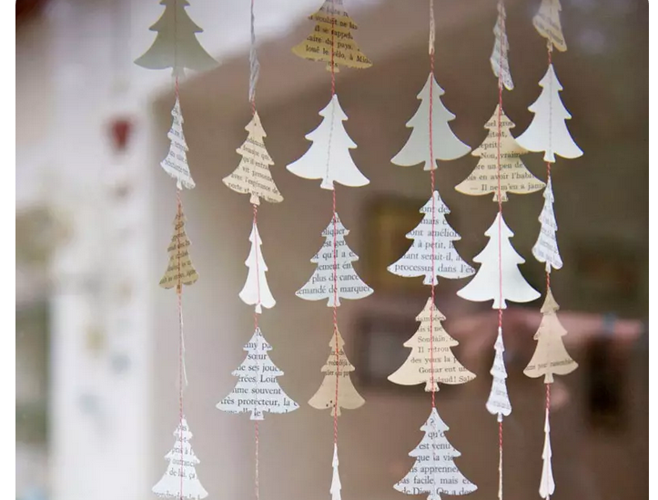 Garland za novo leto - papirna božična drevesa