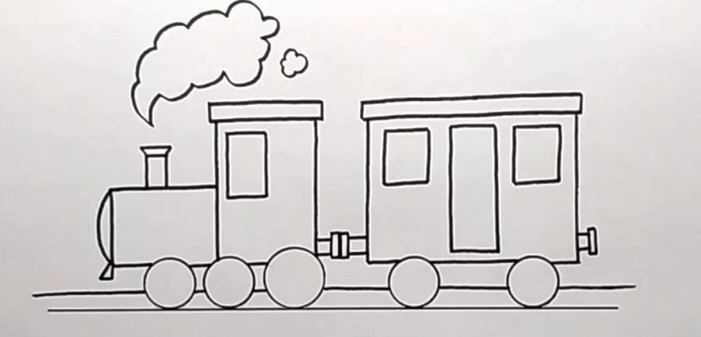 Рисуем поезд на железной дороге
