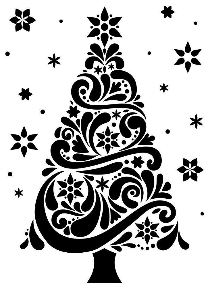 Schablonen von Weihnachtsbäumen mit interessanten Tops, Beispiel 1