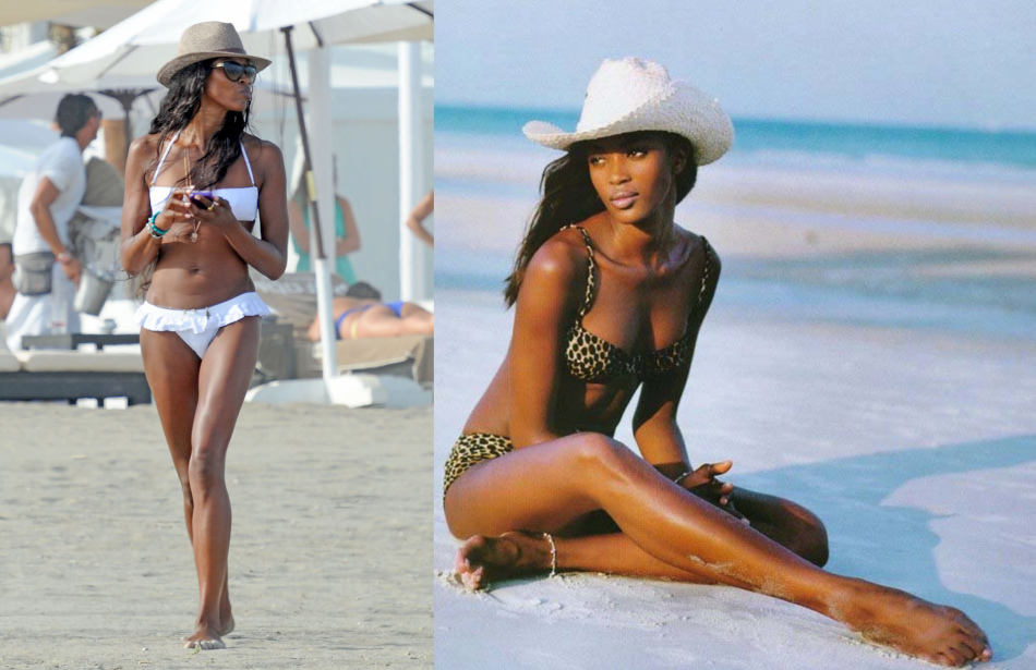 Photo on the beach from Naomi Campbell