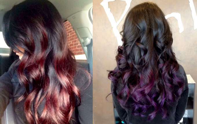 Colored ombre on black hair