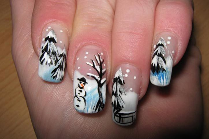 Winter manicure on long nails