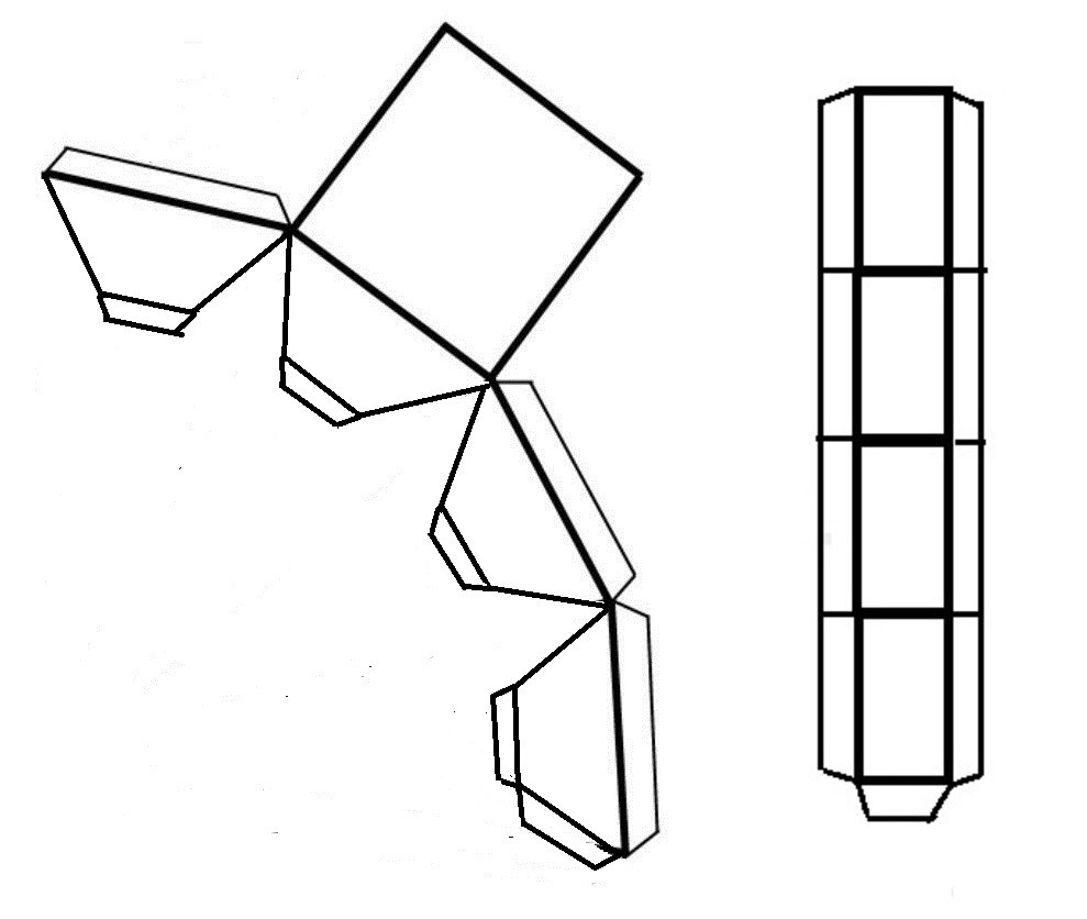 Schema per la piramide inferiore troncata della torre e la base per la piramide superiore