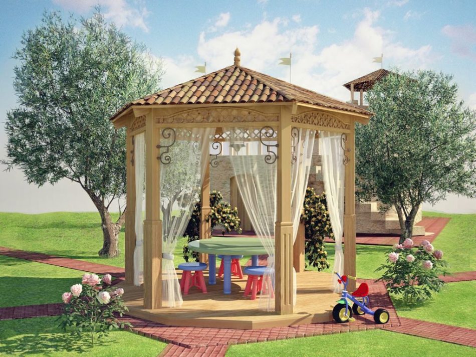 Wooden country gazebo