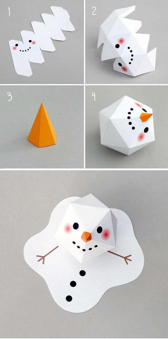 Как сделать тающего снеговика из бумаги