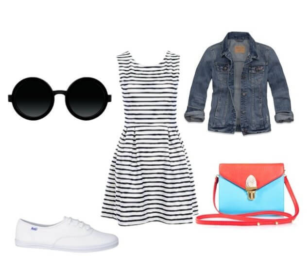 Striped dress with sneakers