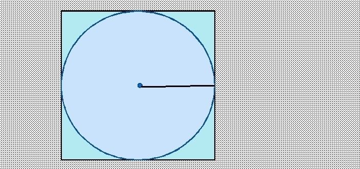Zone de cercle inscrite dans un carré: formule, exemples de solutions aux problèmes