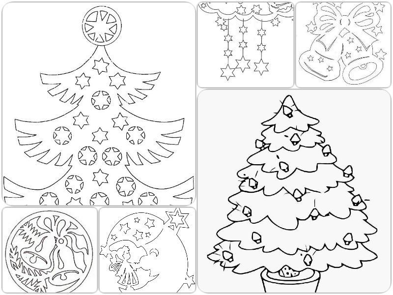Vorlagen der Weihnachtsbäume des Neujahrs zum Zeichnen an der Wand, Beispiel 4